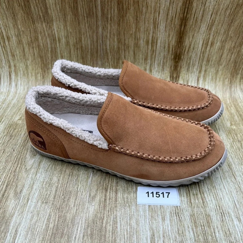 Sorel Falcon Ridge II Slippers Mens Size 8.5 Elk Brown Suede Faux Fur NM2025-286